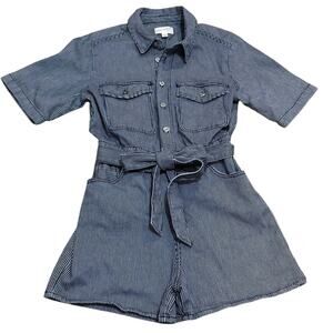 Universal Thread Short Coveralls Romper Hickory Stripe Denim Jumpsuit Size 8